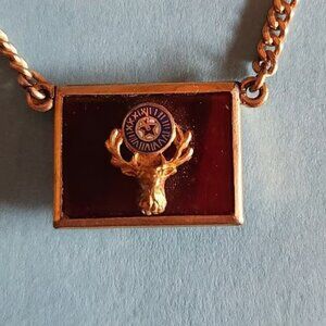 Vintage Moose 12K Gold Filled Tie Clasp & Red Jewel Bar Moose Head. Estate Piece